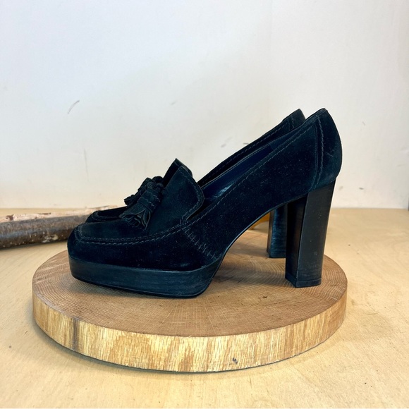 *Stuart Weitzman | Black Suede Loafer Pumps Size 8M - Picture 7 of 16